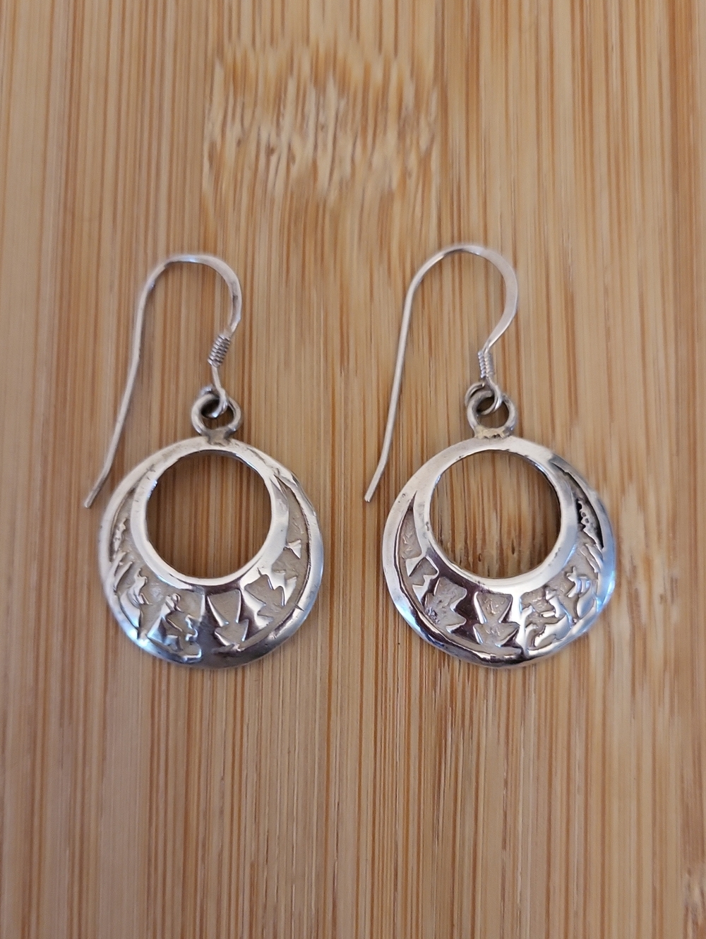 Native American 925 Sterling Silver Story Teller Dangle Drop Pierced Earrings